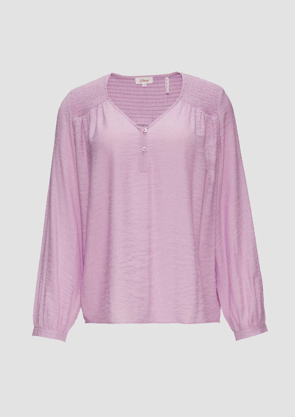 S.Oliver Strukturierte Bluse Aus Viskosemix Mit Smok Details