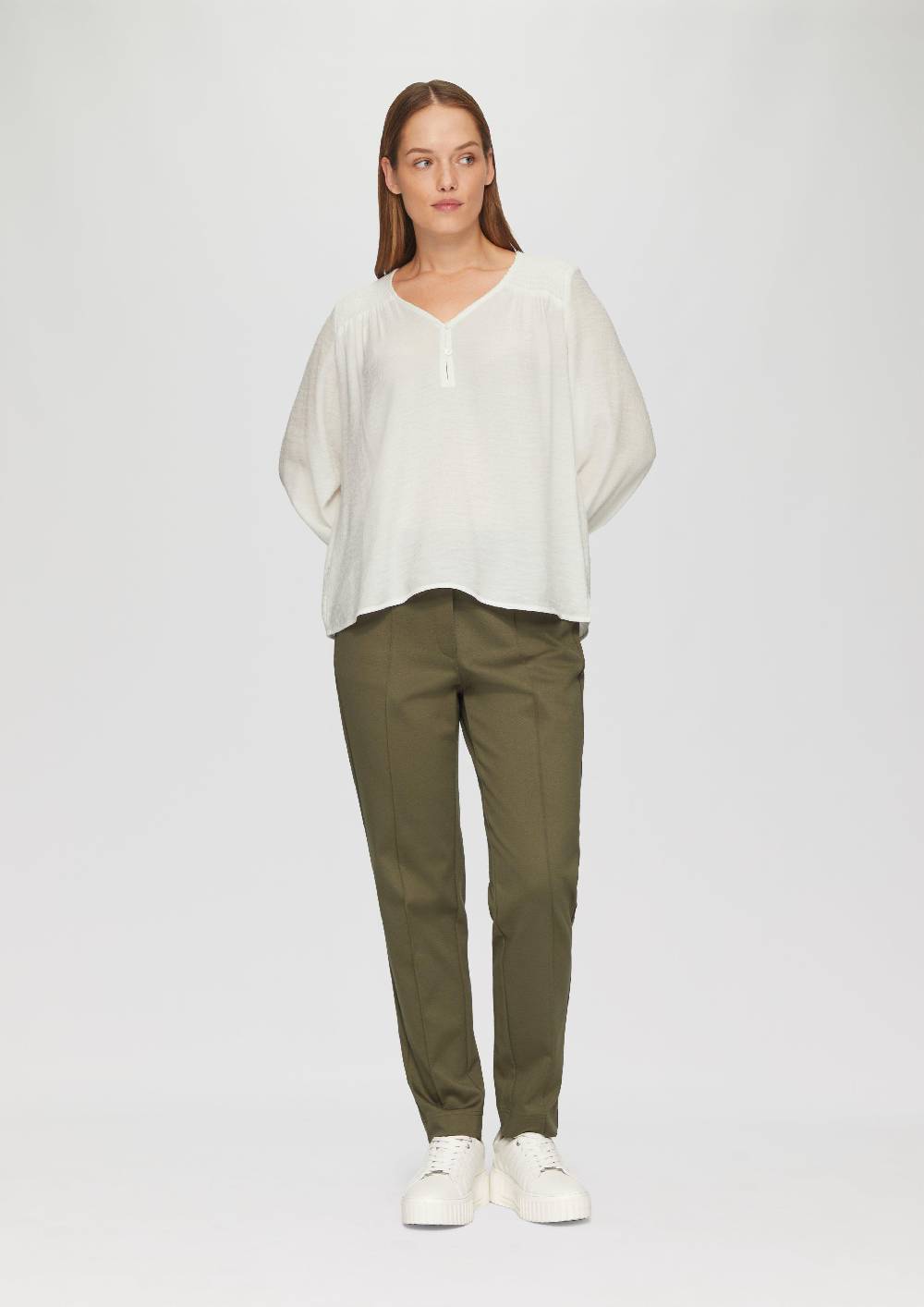 S.Oliver Strukturierte Bluse Aus Viskosemix Mit Smok Details