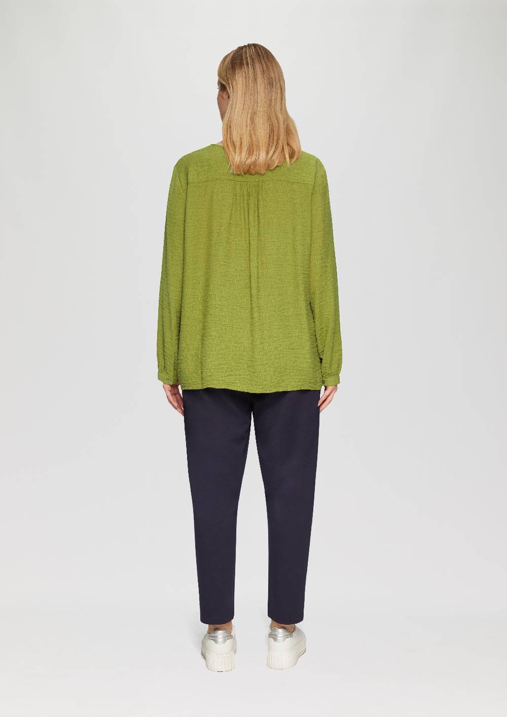 S.Oliver Strukturierte Bluse Aus Viskosemix Mit Smok Detail