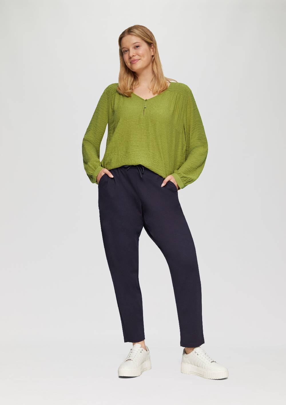 S.Oliver Strukturierte Bluse Aus Viskosemix Mit Smok Detail