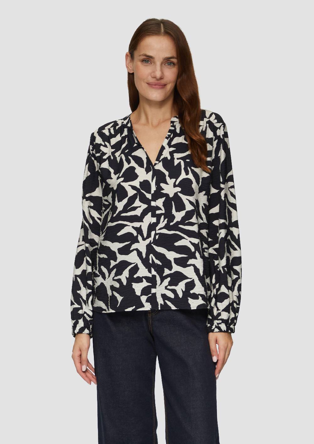 S.Oliver Strukturierte Viskose-Bluse Mit All-over-Print