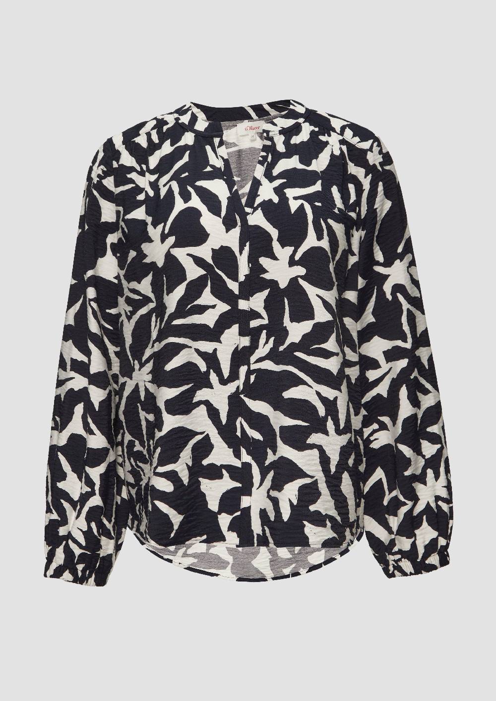 S.Oliver Strukturierte Viskose-Bluse Mit All-over-Print