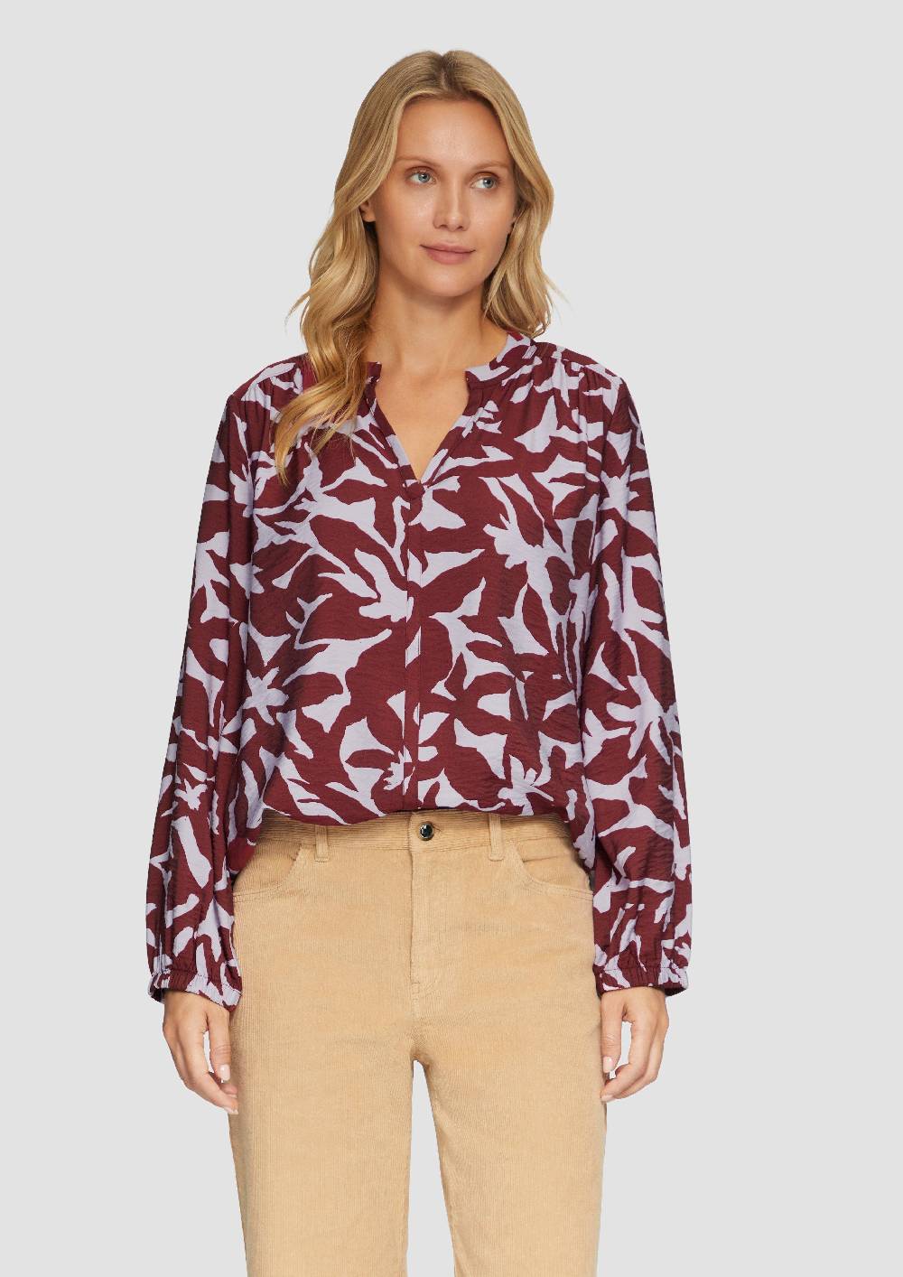 S.Oliver Strukturierte Viskose-Bluse Mit All-over-Print