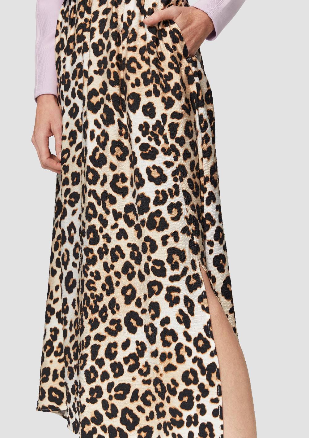 S.Oliver Strukturierter Midi-Rock Mit Elastikbund Und Leo-Muster