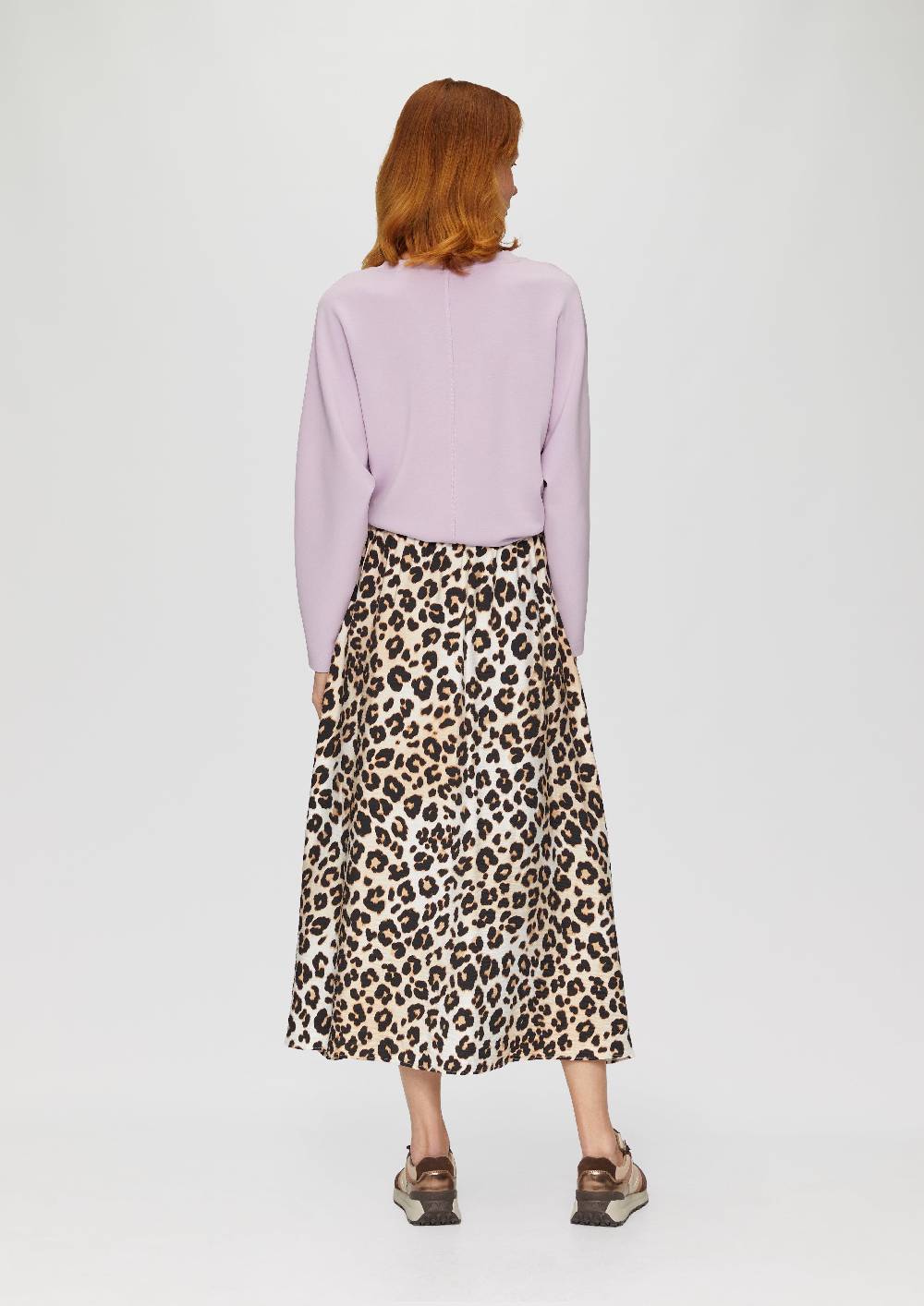 S.Oliver Strukturierter Midi-Rock Mit Elastikbund Und Leo-Muster