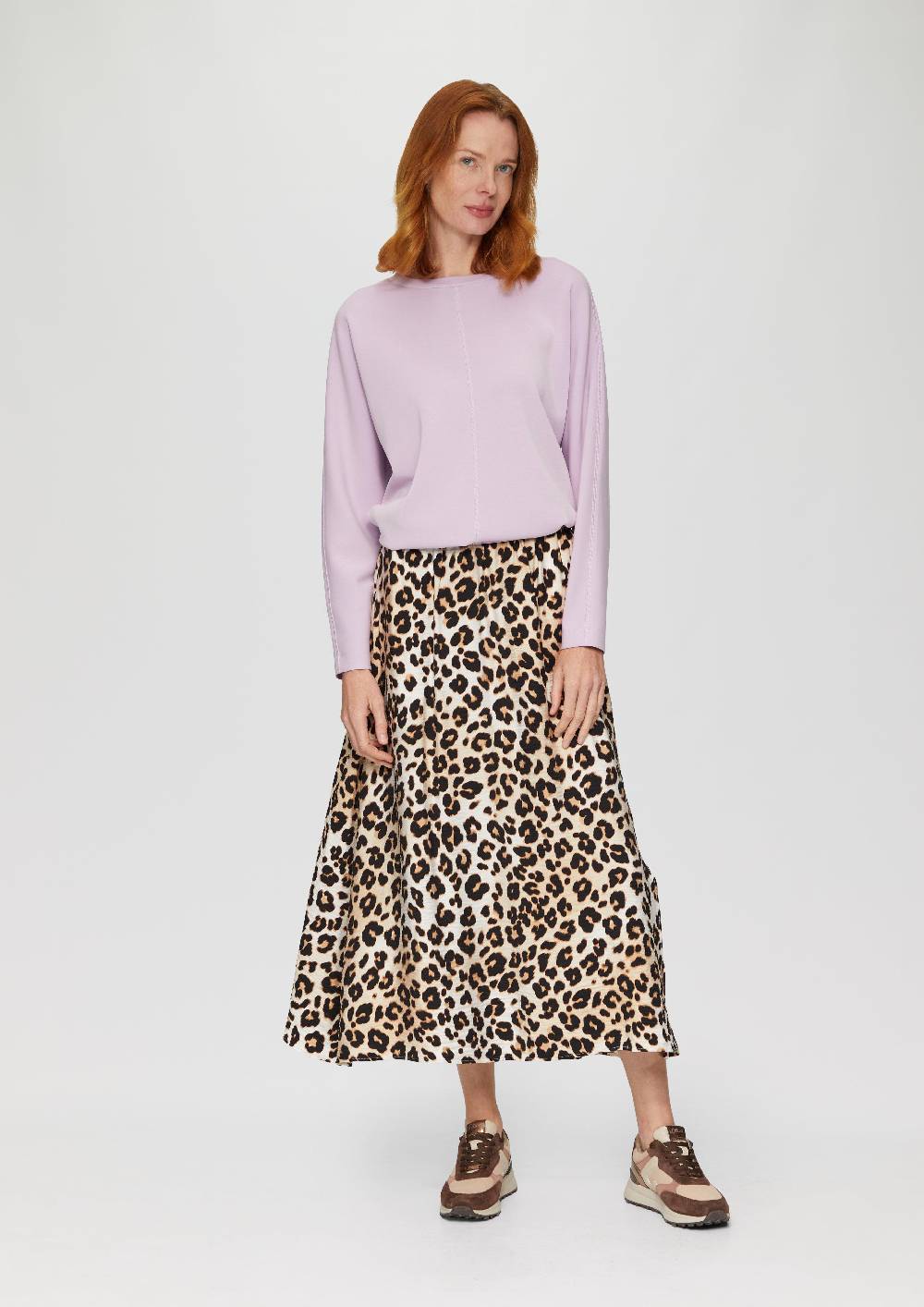 S.Oliver Strukturierter Midi-Rock Mit Elastikbund Und Leo-Muster