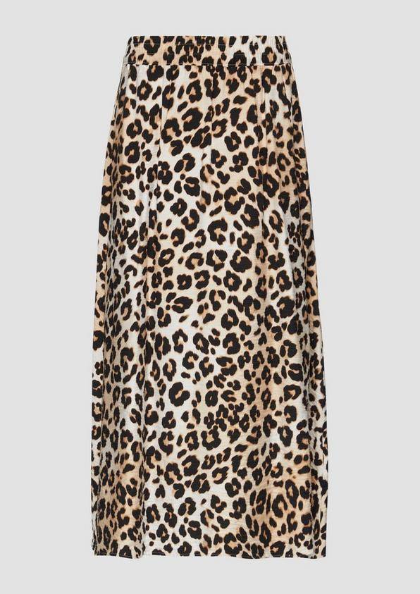 s.Oliver Strukturierter Midi-Rock mit Elastikbund und Leo-Muster