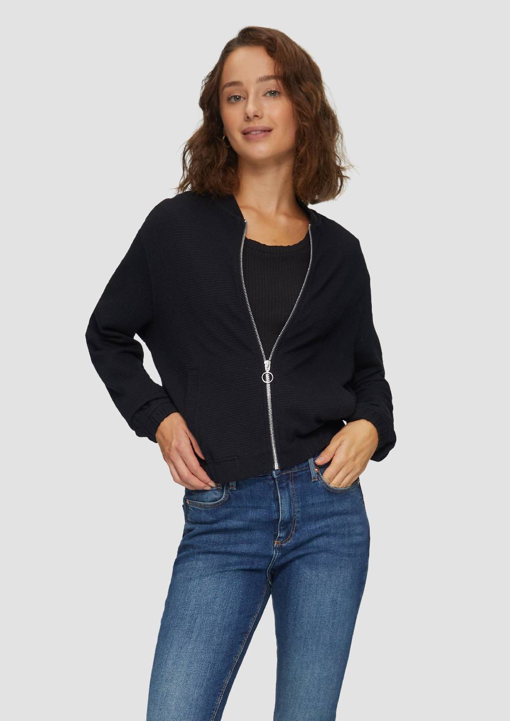 S.Oliver Strukturierter Sweat-Blouson Aus Baumwollmix