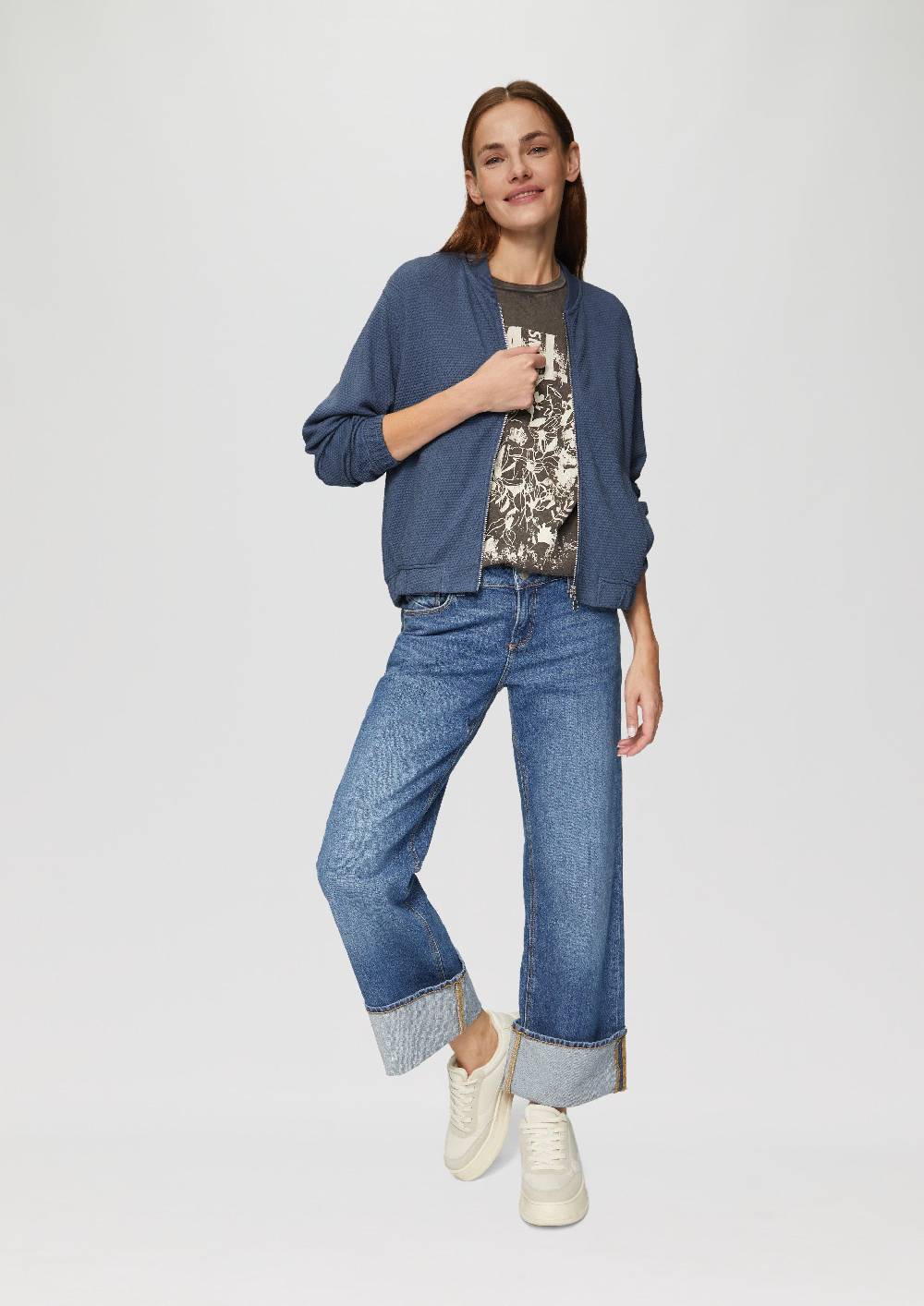 S.Oliver Strukturierter Sweat-Blouson Aus Baumwollmix