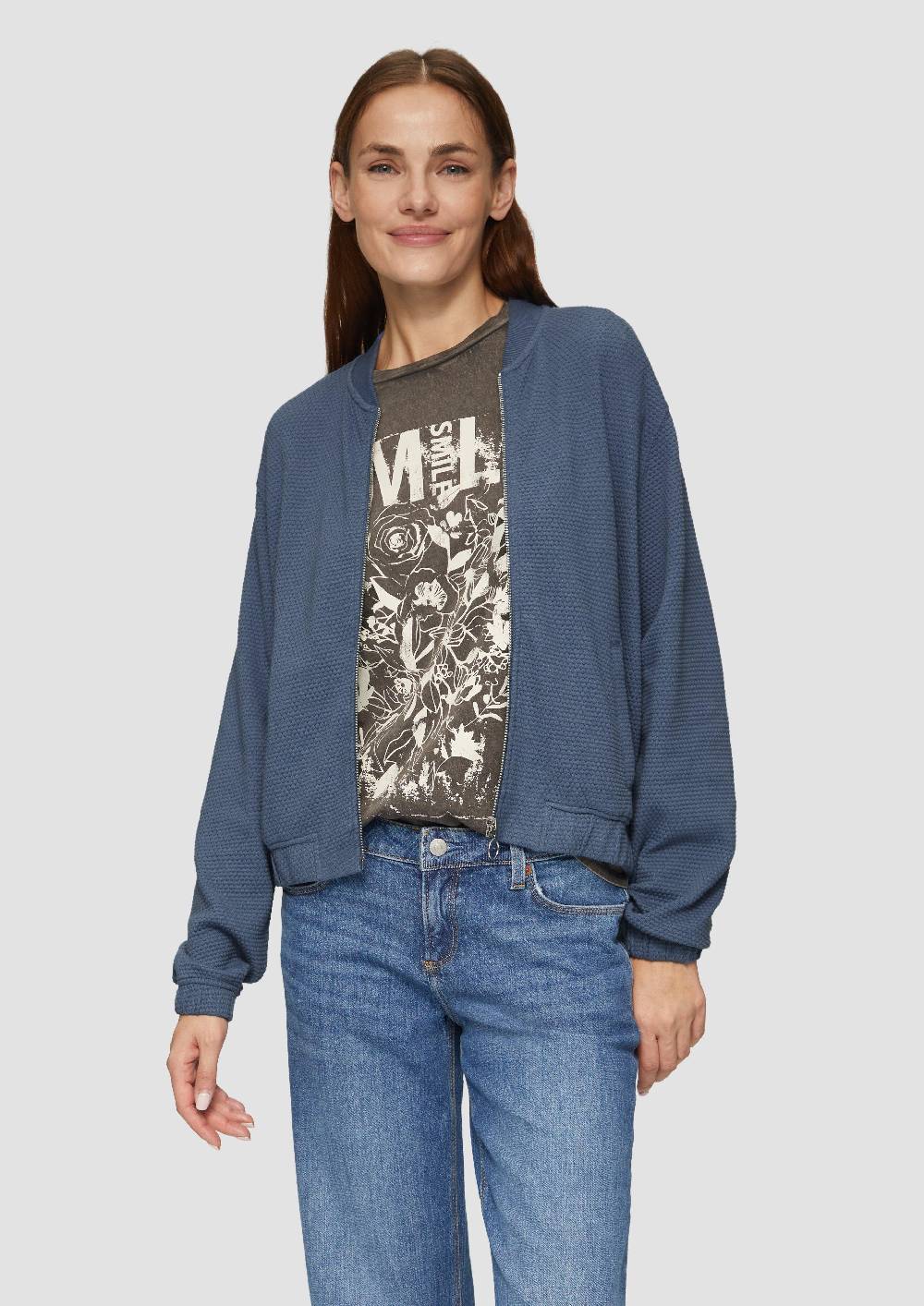 S.Oliver Strukturierter Sweat-Blouson Aus Baumwollmix