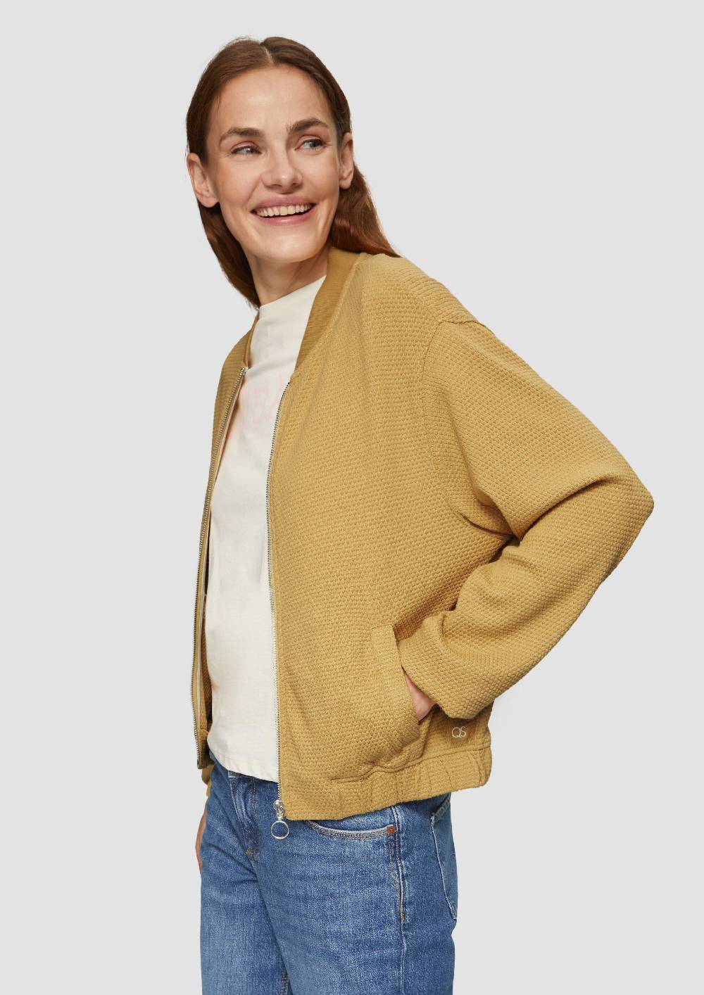 S.Oliver Strukturierter Sweat-Blouson Aus Baumwollmix