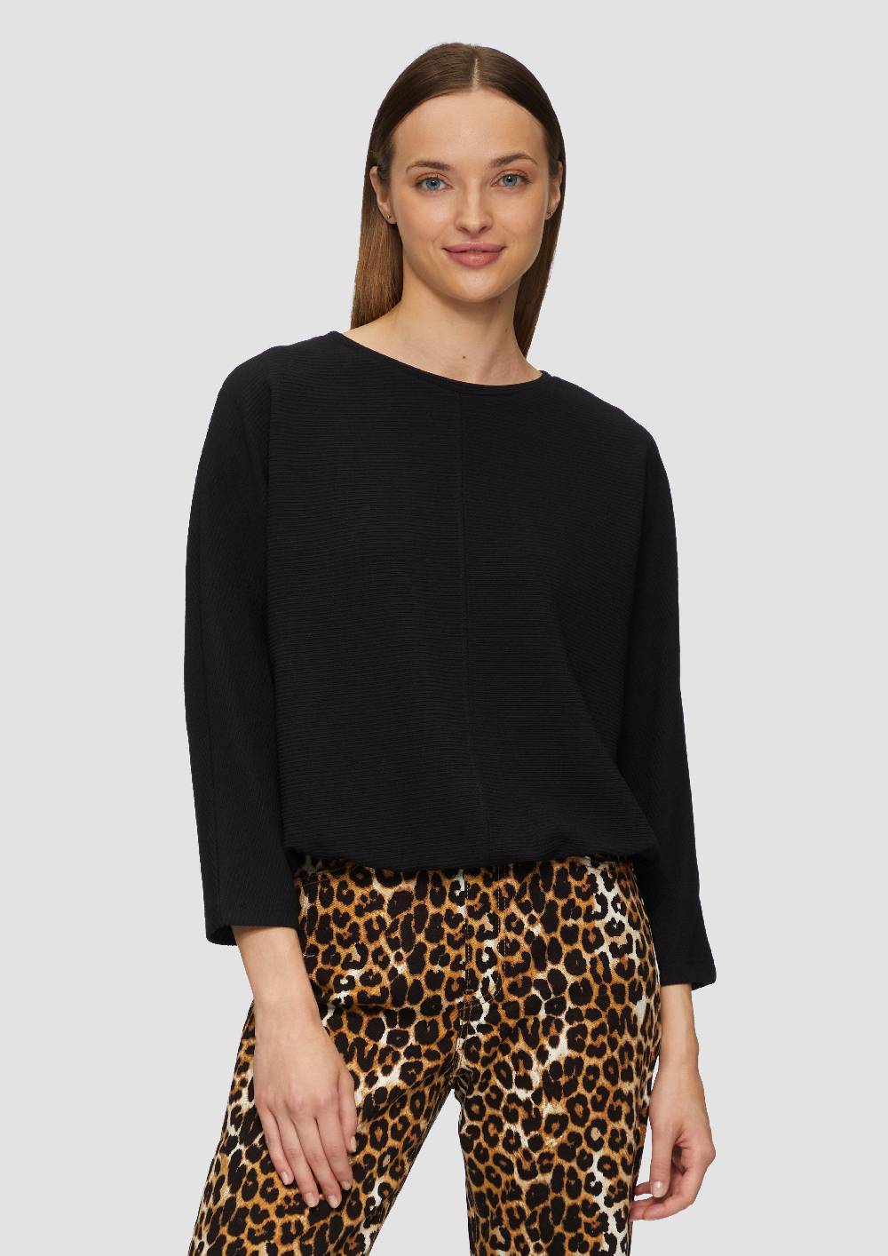 S.Oliver Strukturiertes Sweatshirt Mit Fledermausarm Im O-Shape