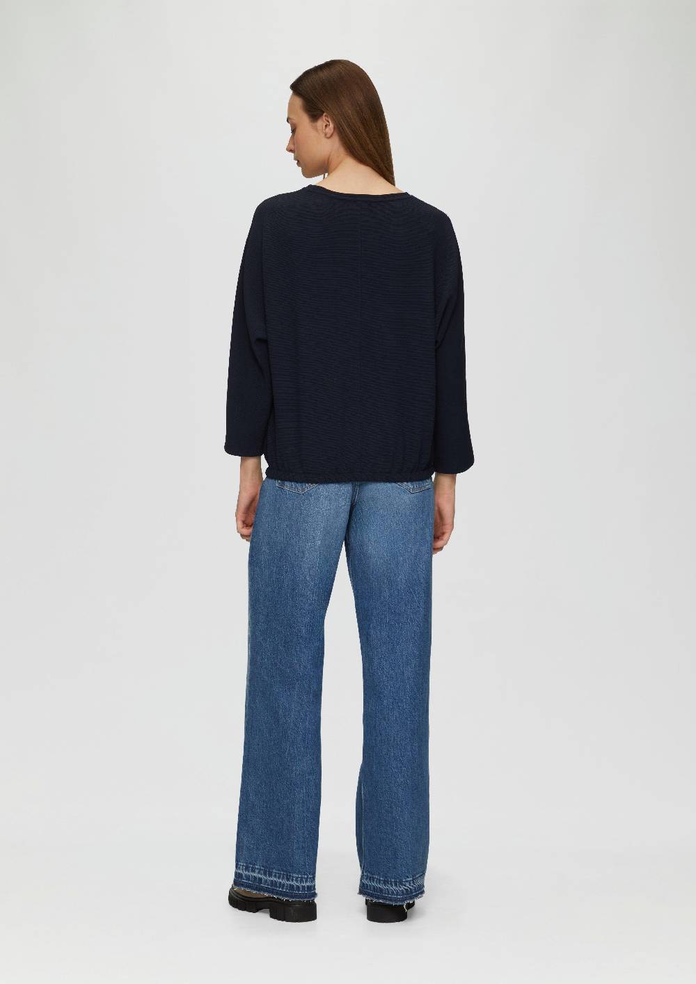 S.Oliver Strukturiertes Sweatshirt Mit Fledermausarm Im O-Shape