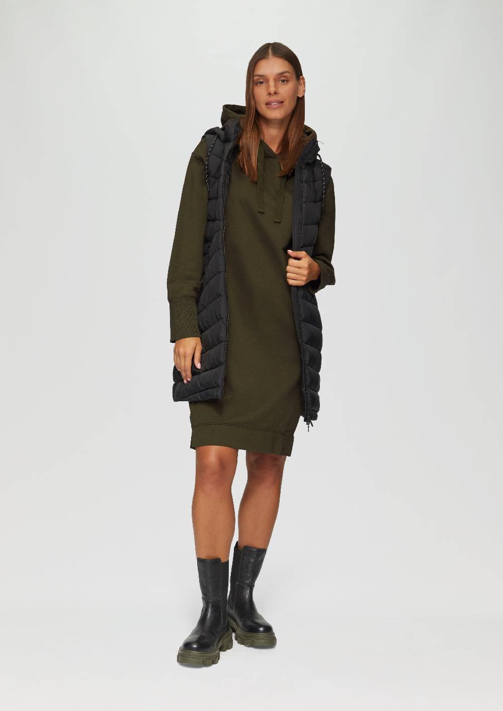 S.Oliver Sweatkleid Mit Eingrifftaschen Und Vorgesetzter Seitennaht