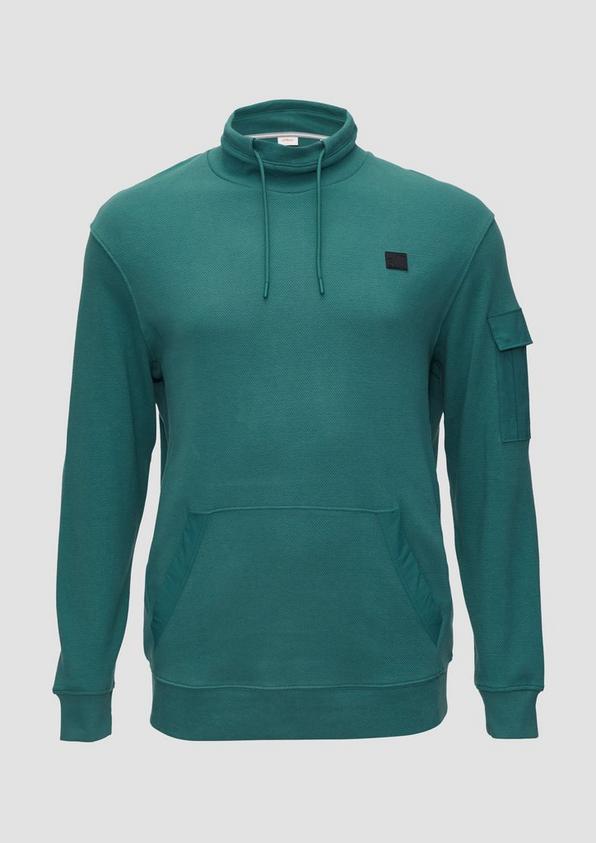 s.Oliver Sweatshirt mit Kängurutasche und Stehkragen