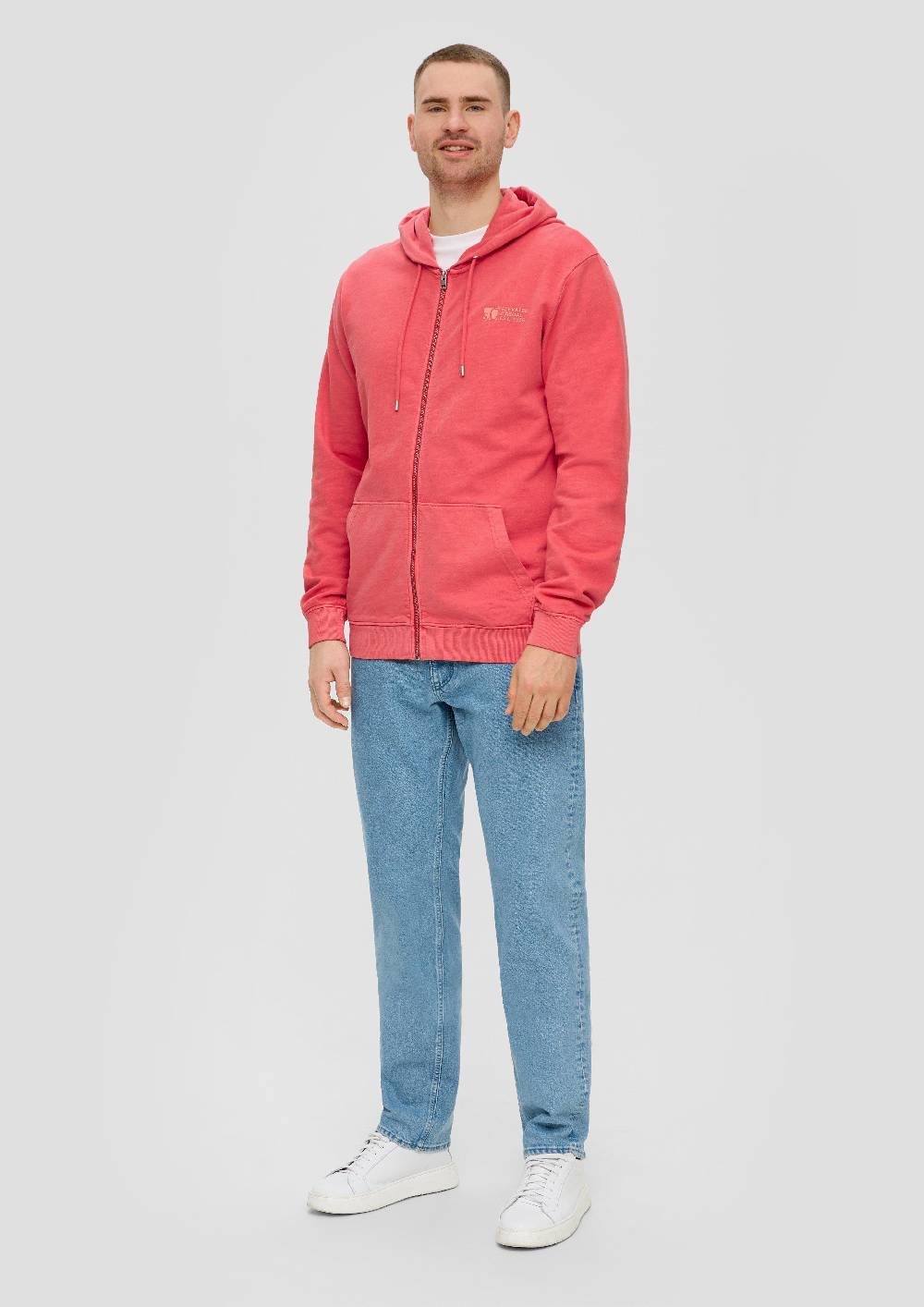 S.Oliver Sweatshirtjacke Mit Garment Dye Und Kapuze