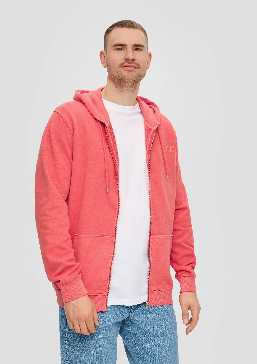 S.Oliver Sweatshirtjacke Mit Garment Dye Und Kapuze