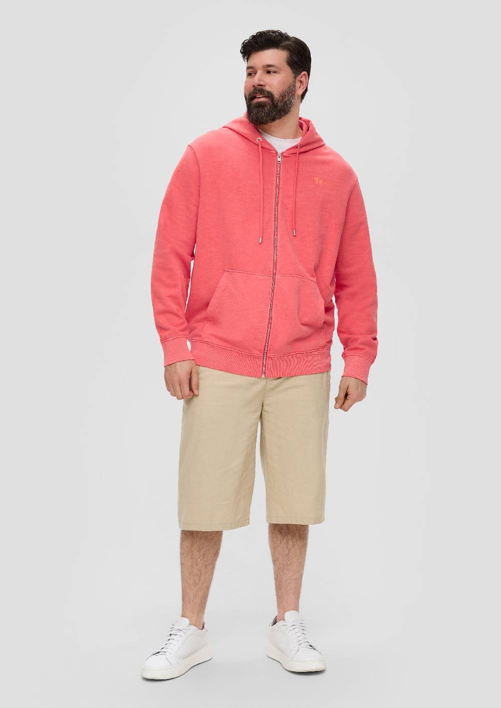S.Oliver Sweatshirtjacke Mit Garment Dye Und Kapuze
