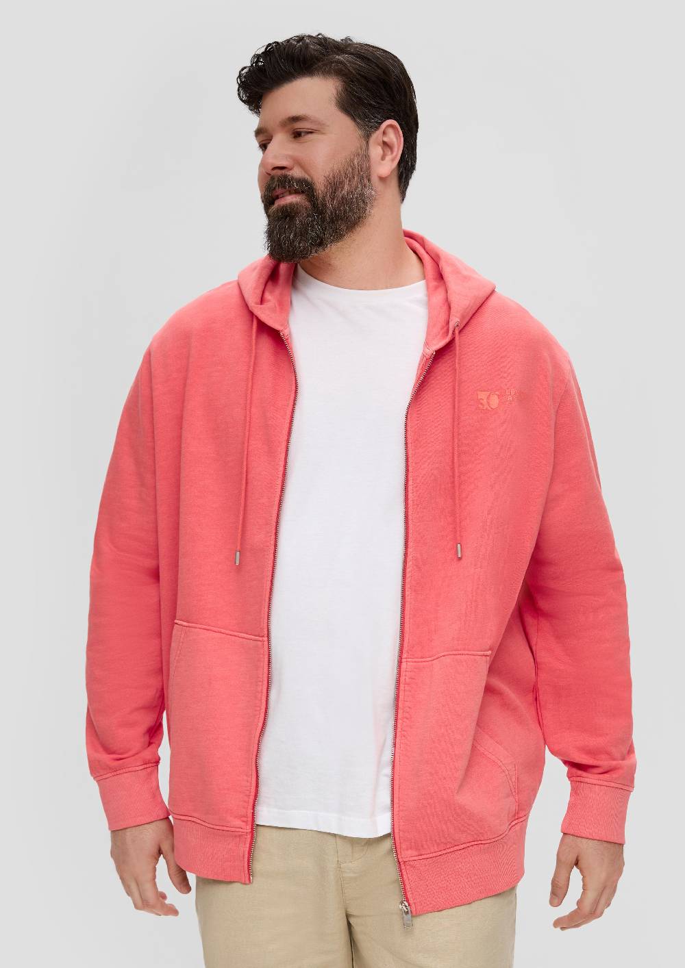 S.Oliver Sweatshirtjacke Mit Garment Dye Und Kapuze