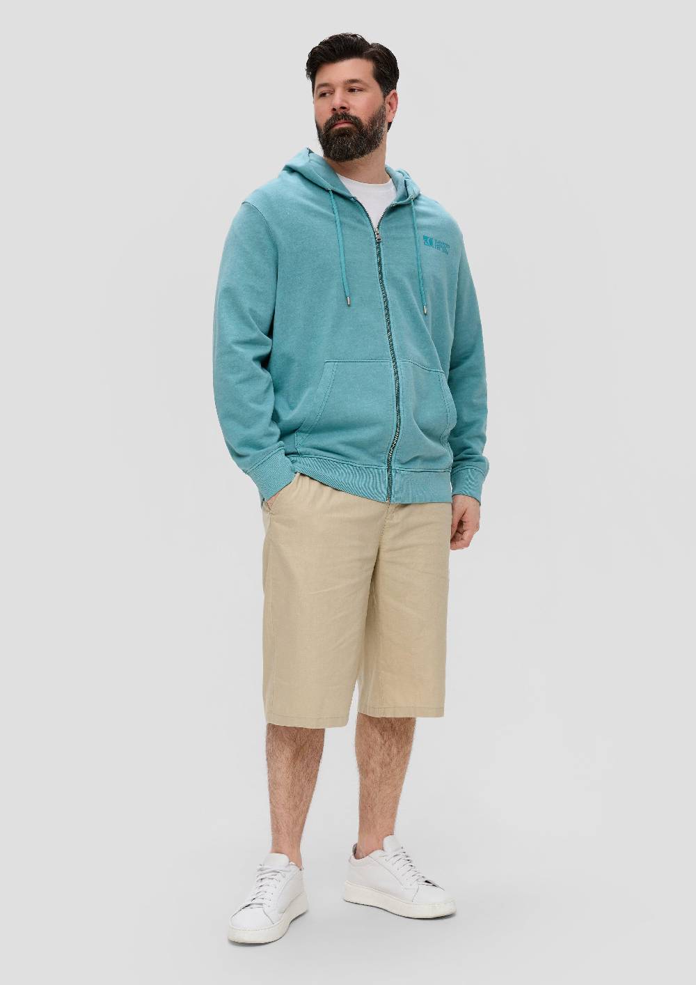 S.Oliver Sweatshirtjacke Mit Garment Dye Und Kapuze