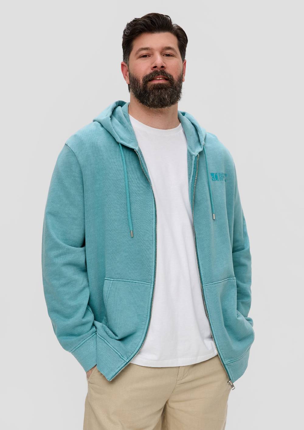 S.Oliver Sweatshirtjacke Mit Garment Dye Und Kapuze
