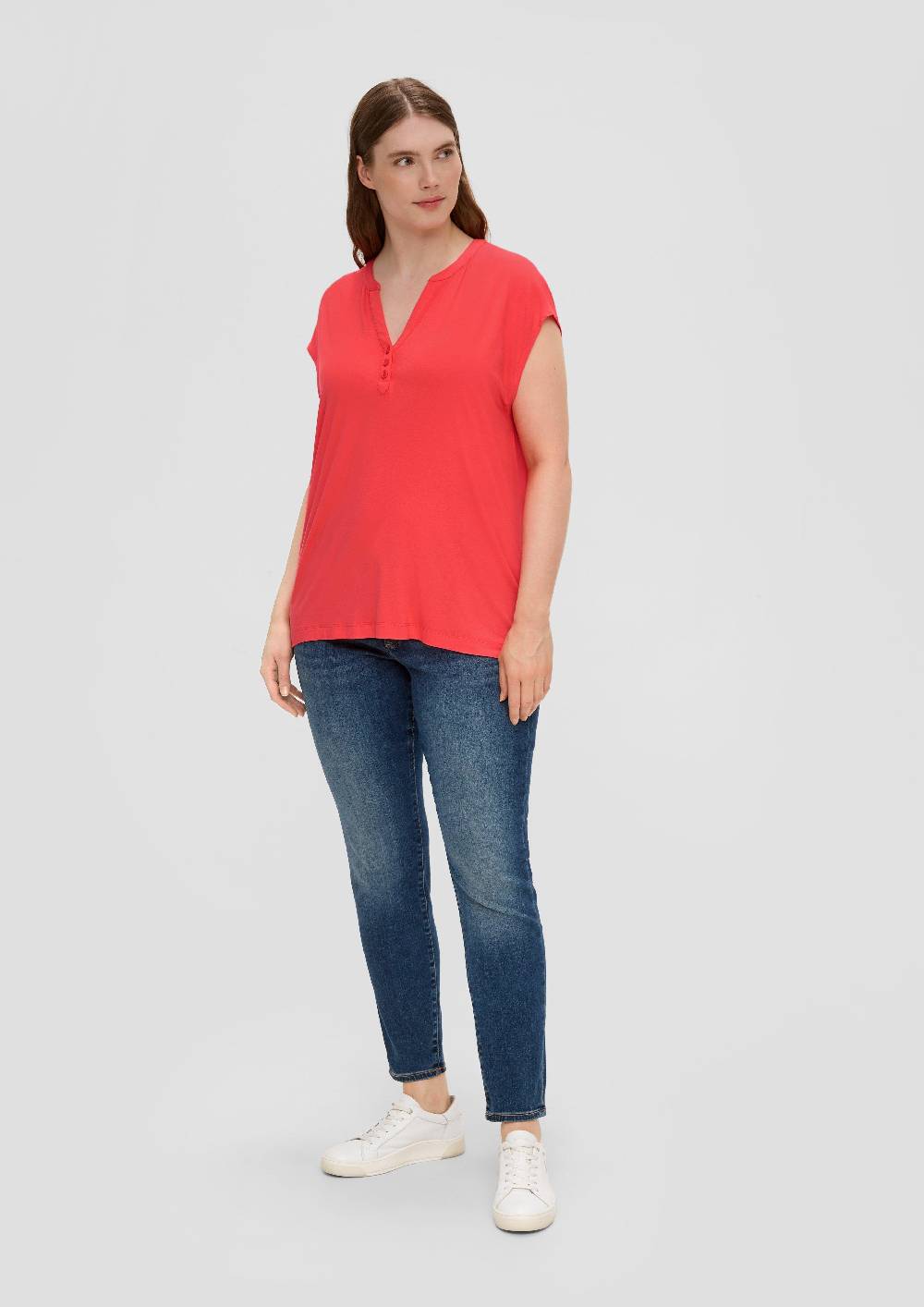 S.Oliver T-Shirt Aus Viskosestretch Mit V-Ausschnitt