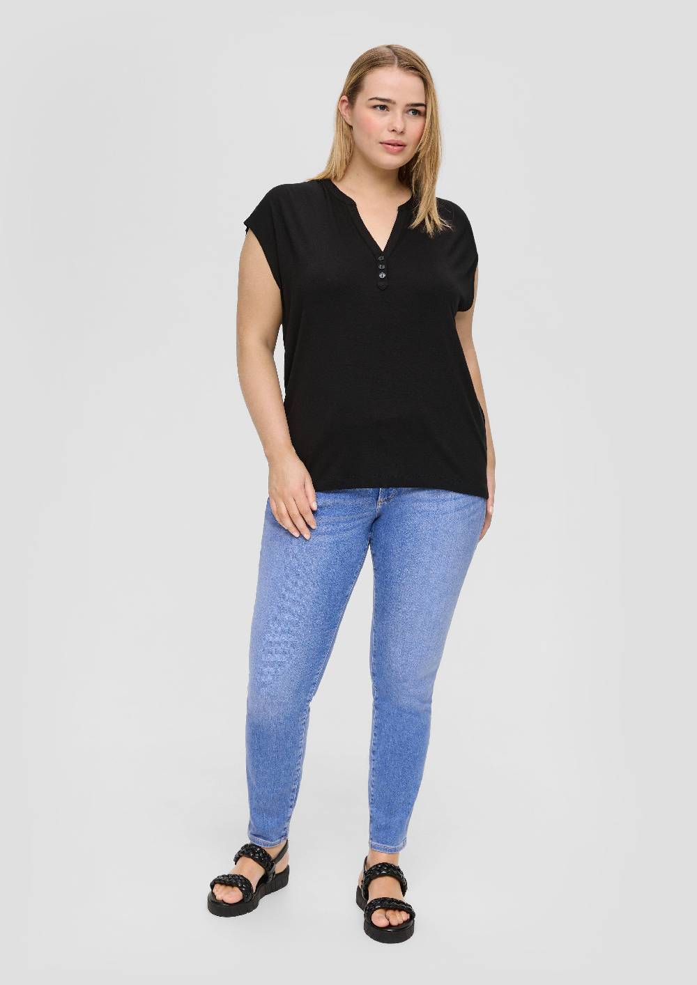 S.Oliver T-Shirt Aus Viskosestretch Mit V-Ausschnitt