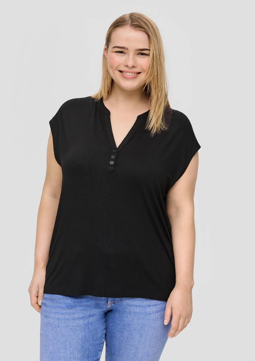 S.Oliver T-Shirt Aus Viskosestretch Mit V-Ausschnitt