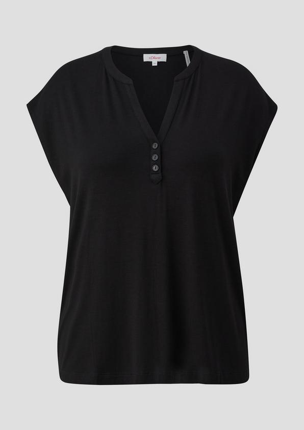 s.Oliver T-Shirt aus Viskosestretch mit V-Ausschnitt