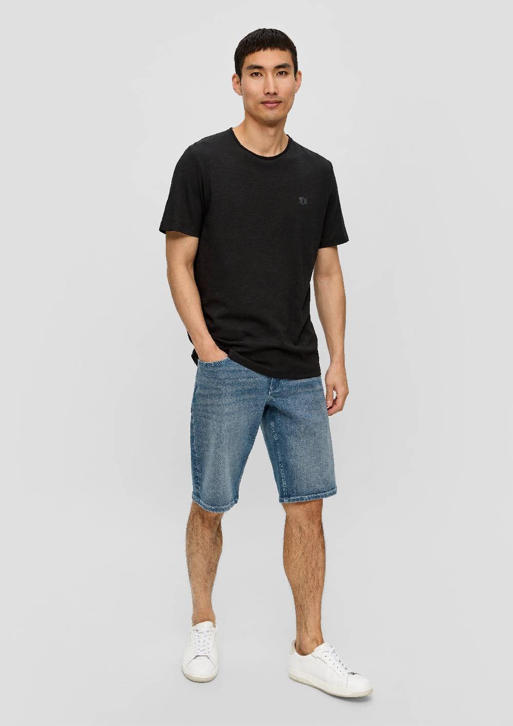 S.Oliver T-Shirt Mit Flammgarn-Struktur Und Logo-Print