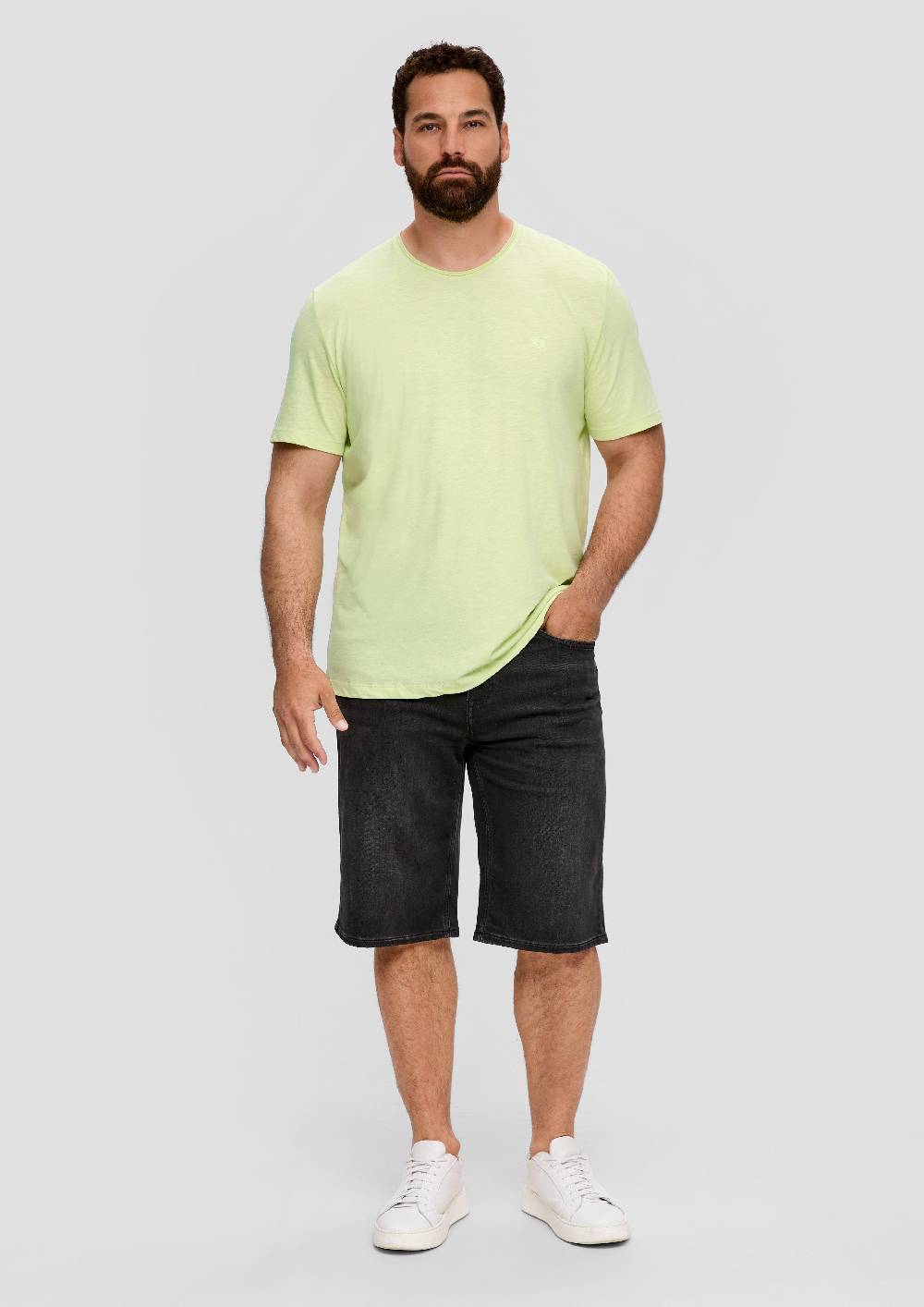 S.Oliver T-Shirt Mit Flammgarn-Struktur Und Logo-Print