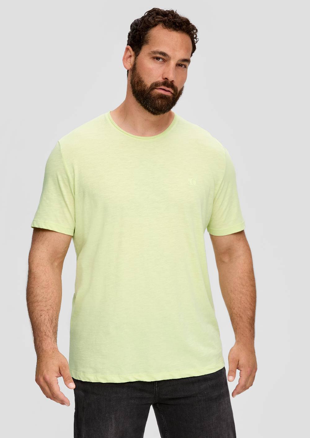 S.Oliver T-Shirt Mit Flammgarn-Struktur Und Logo-Print