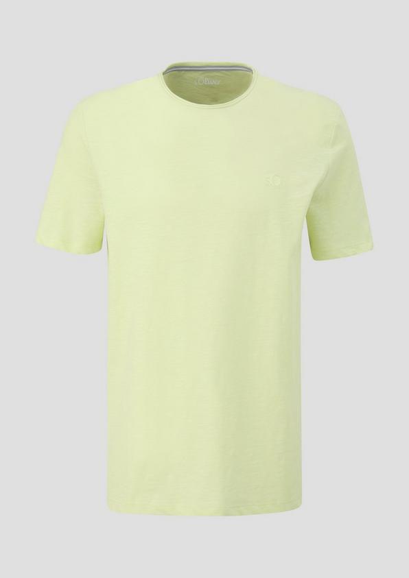 s.Oliver T-Shirt mit Flammgarn-Struktur und Logo-Print