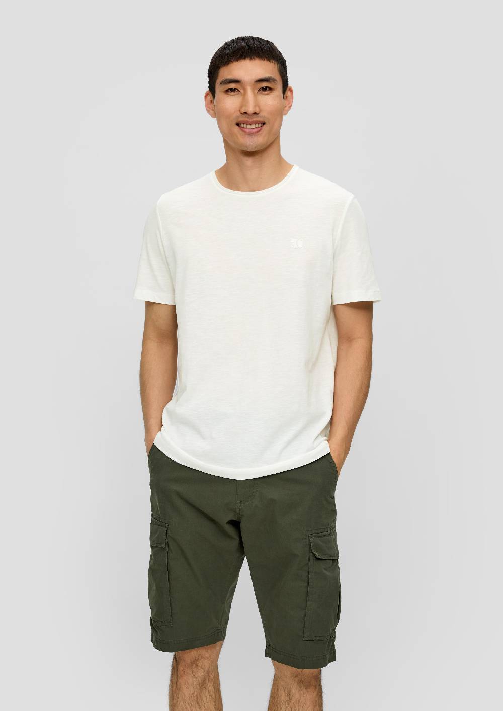 S.Oliver T-Shirt Mit Flammgarn-Struktur Und Logo-Print