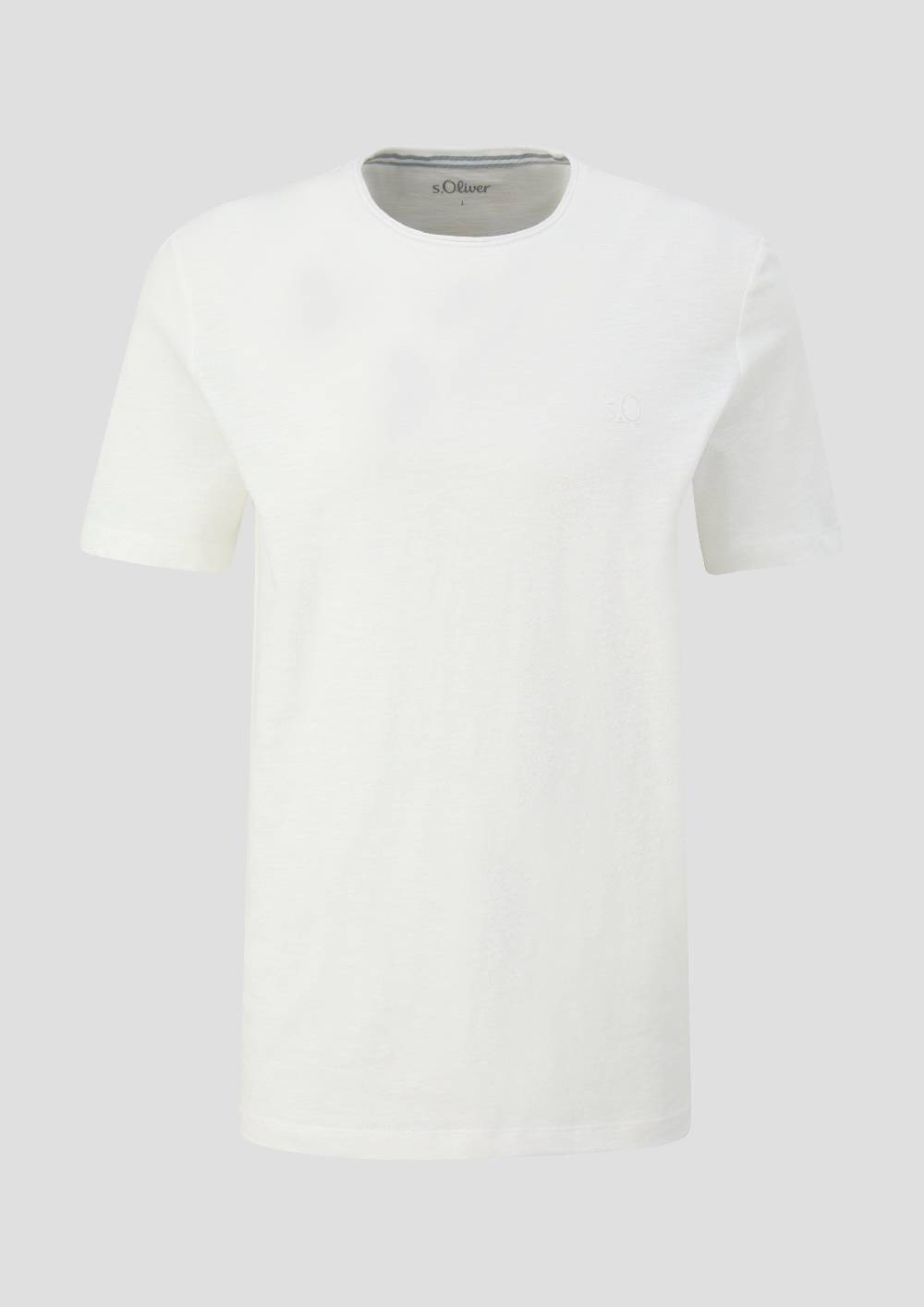 S.Oliver T-Shirt Mit Flammgarn-Struktur Und Logo-Print