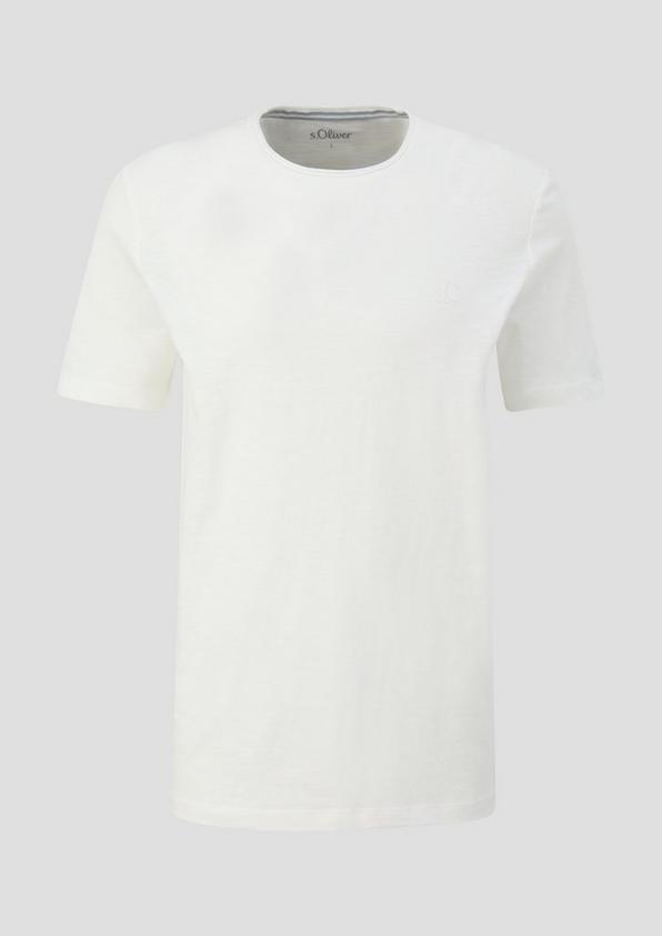 s.Oliver T-Shirt mit Flammgarn-Struktur und Logo-Print