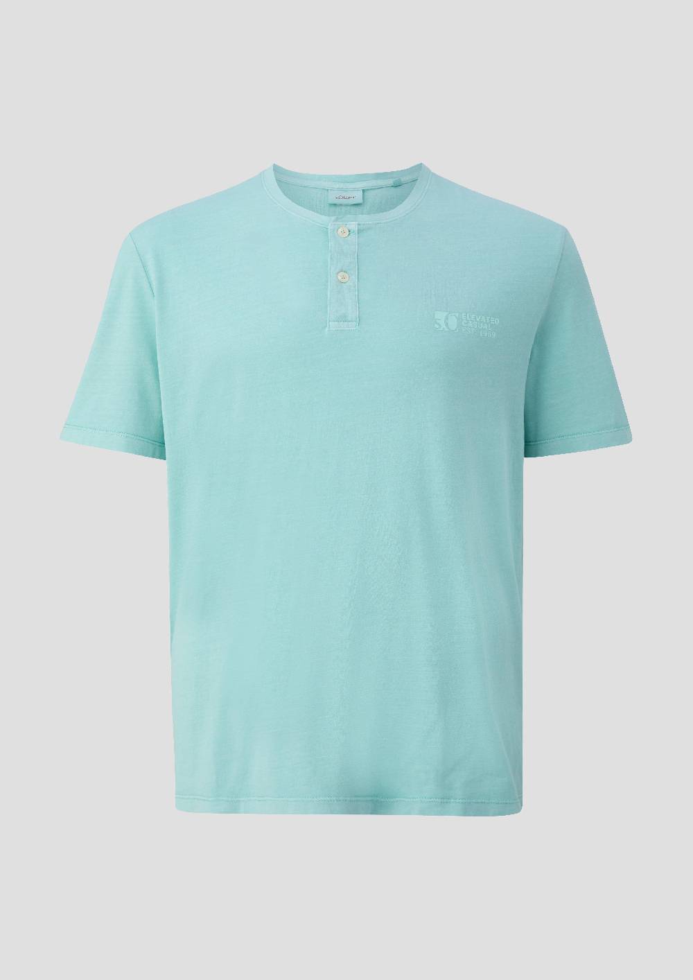S.Oliver T-Shirt Mit Garment Dye Und Henley-Ausschnitt