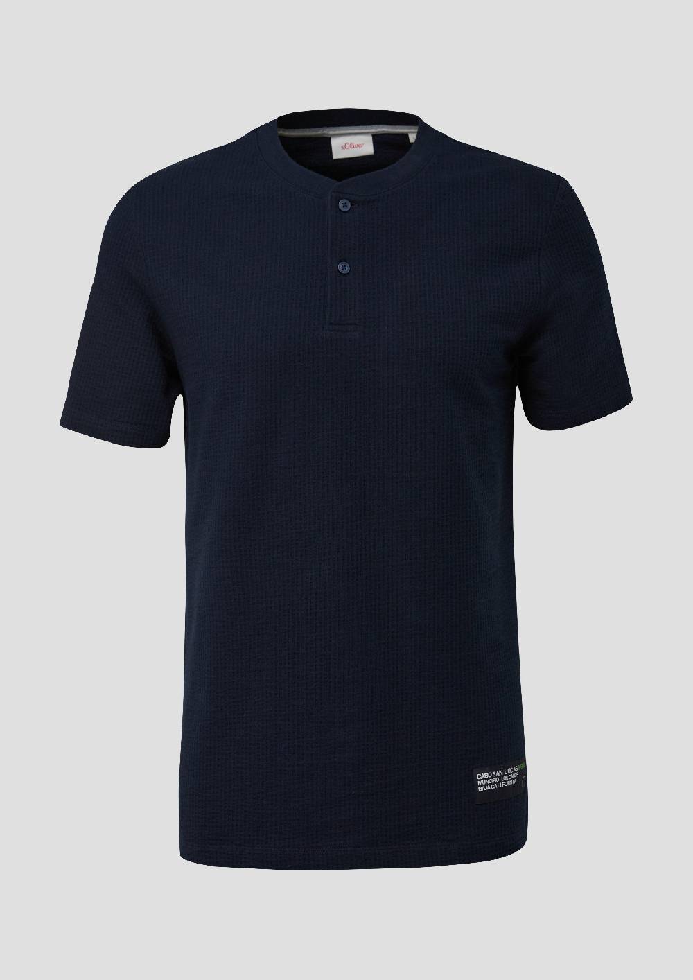 S.Oliver T-Shirt Mit Henley-Ausschnitt Und Applikation