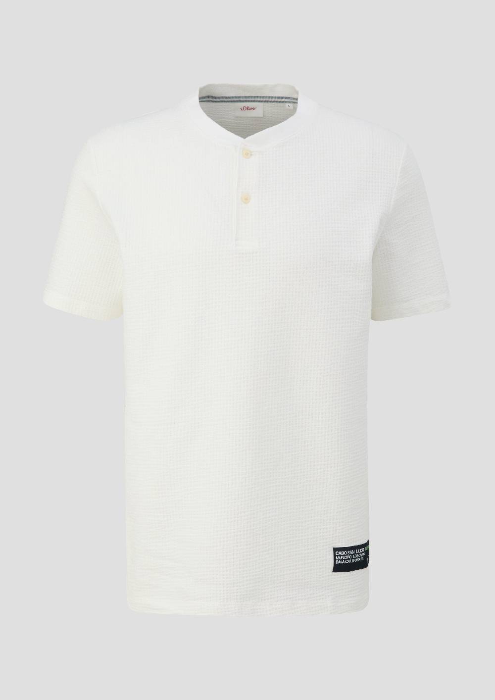 S.Oliver T-Shirt Mit Henley-Ausschnitt Und Applikation