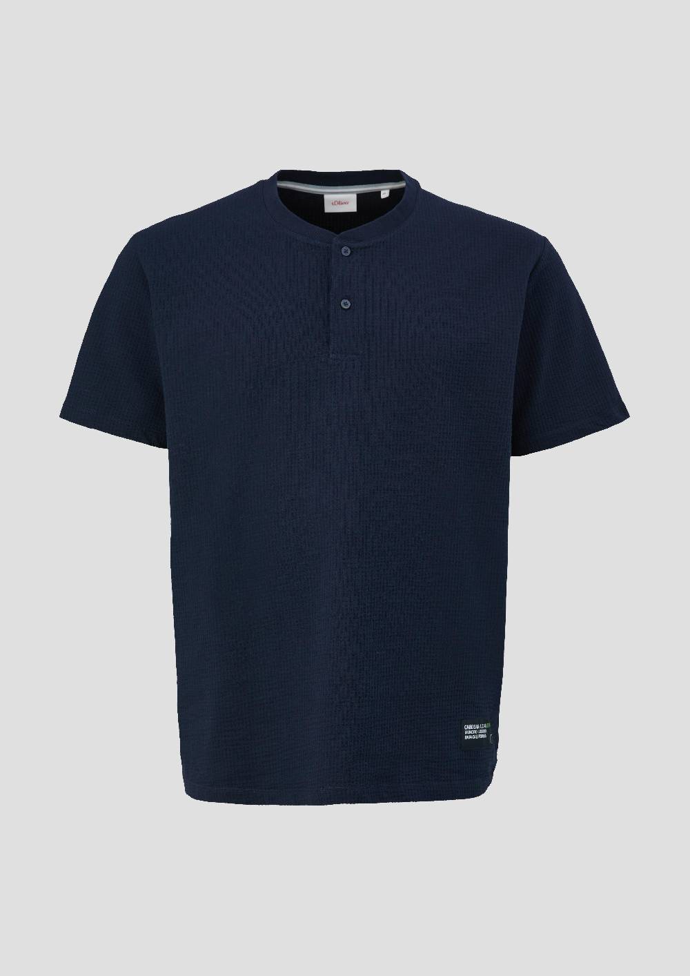 S.Oliver T-Shirt Mit Henley-Ausschnitt Und Applikation