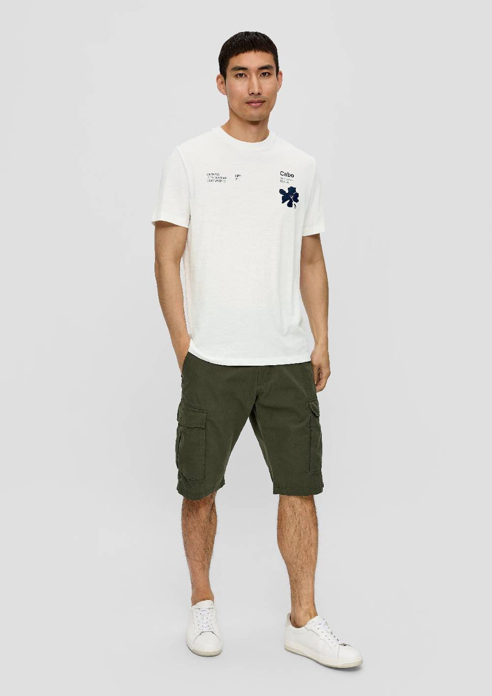 S.Oliver T-Shirt Mit Print-Details Und Flammgarnstruktur