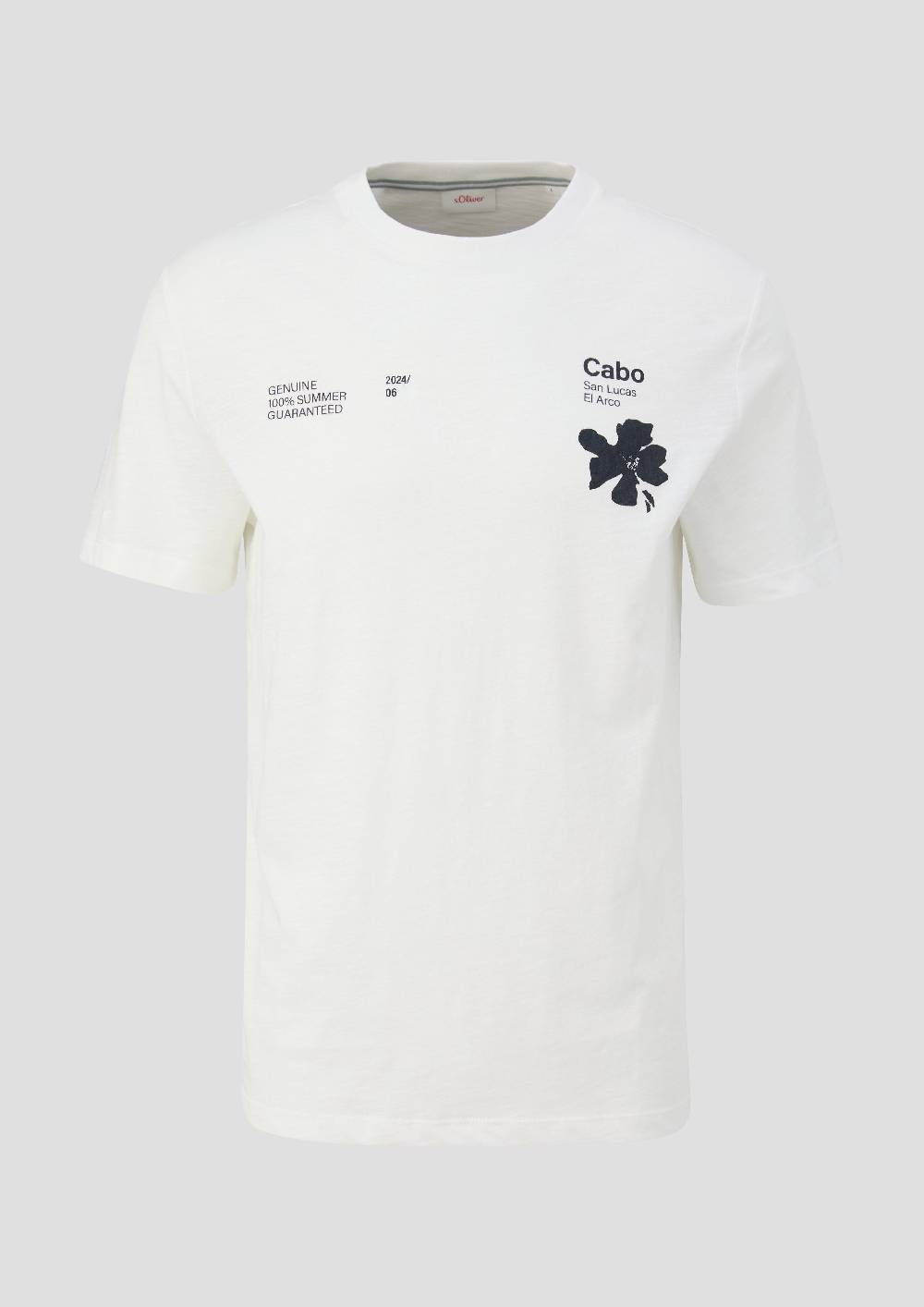 S.Oliver T-Shirt Mit Print-Details Und Flammgarnstruktur