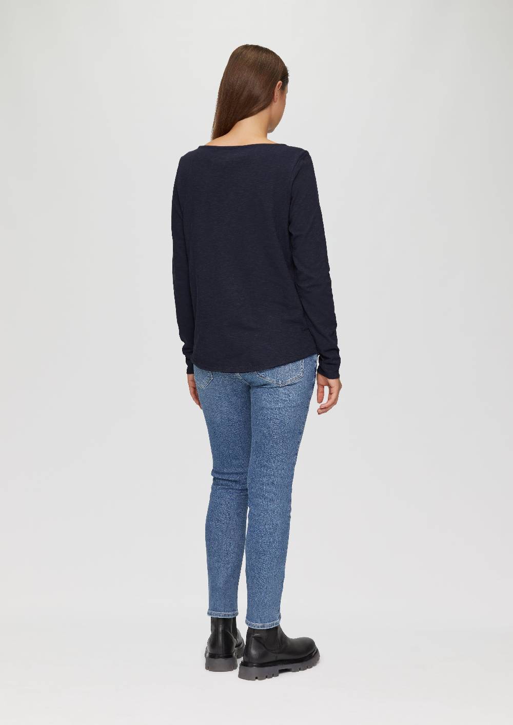 S.Oliver T-Shirt Mit U-Boot-Ausschnitt Und Offenen Kanten