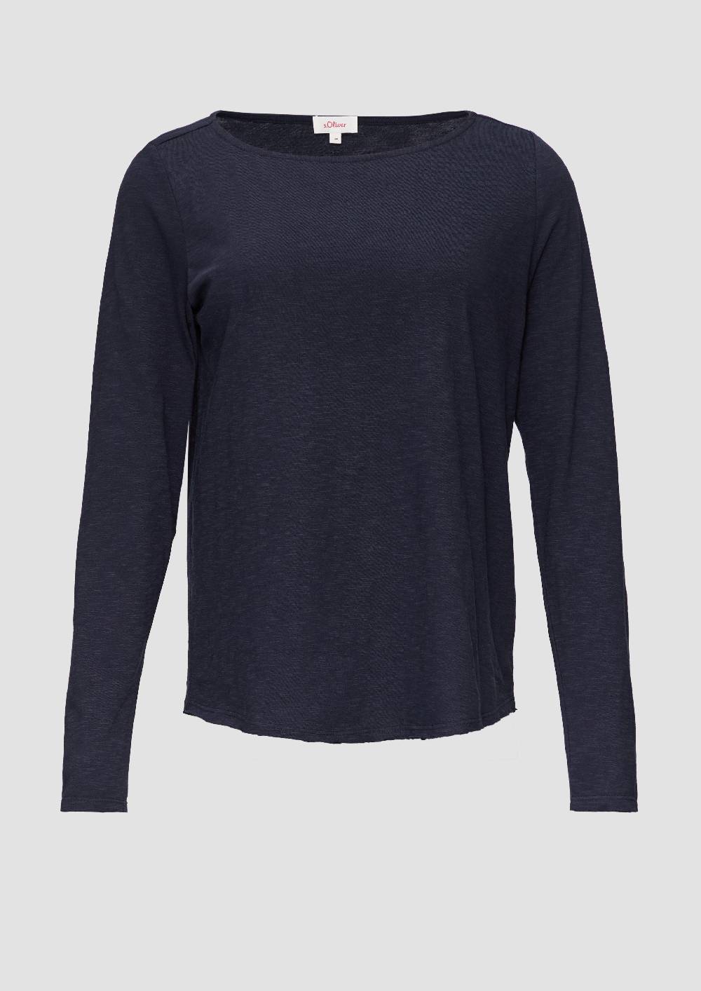 S.Oliver T-Shirt Mit U-Boot-Ausschnitt Und Offenen Kanten