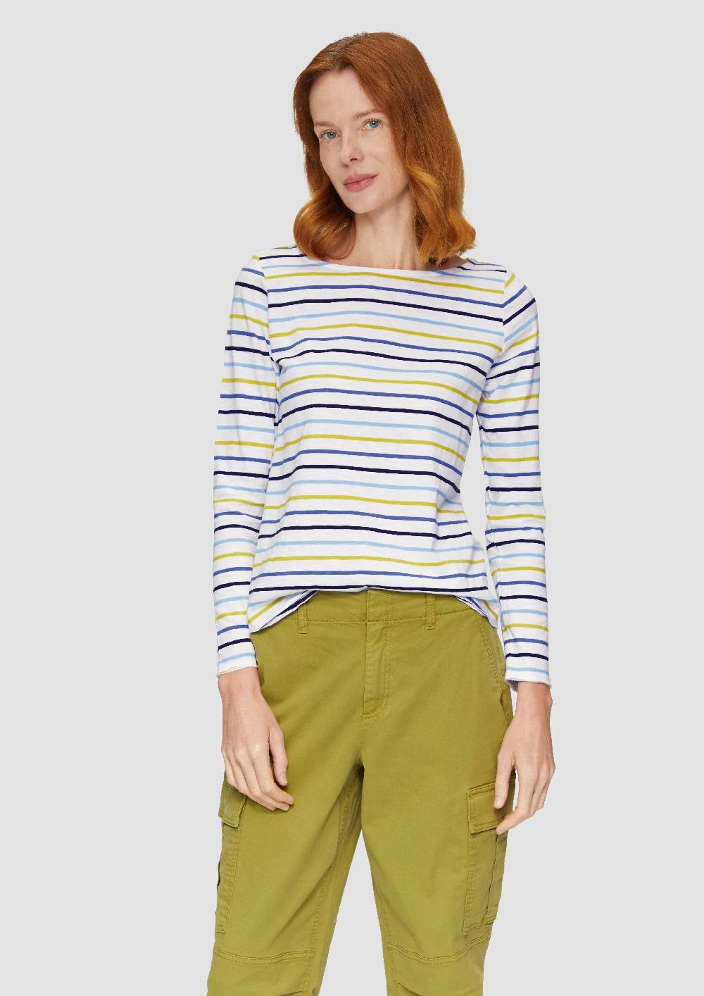 S.Oliver T-Shirt Mit U-Boot-Ausschnitt Und Offenen Kanten