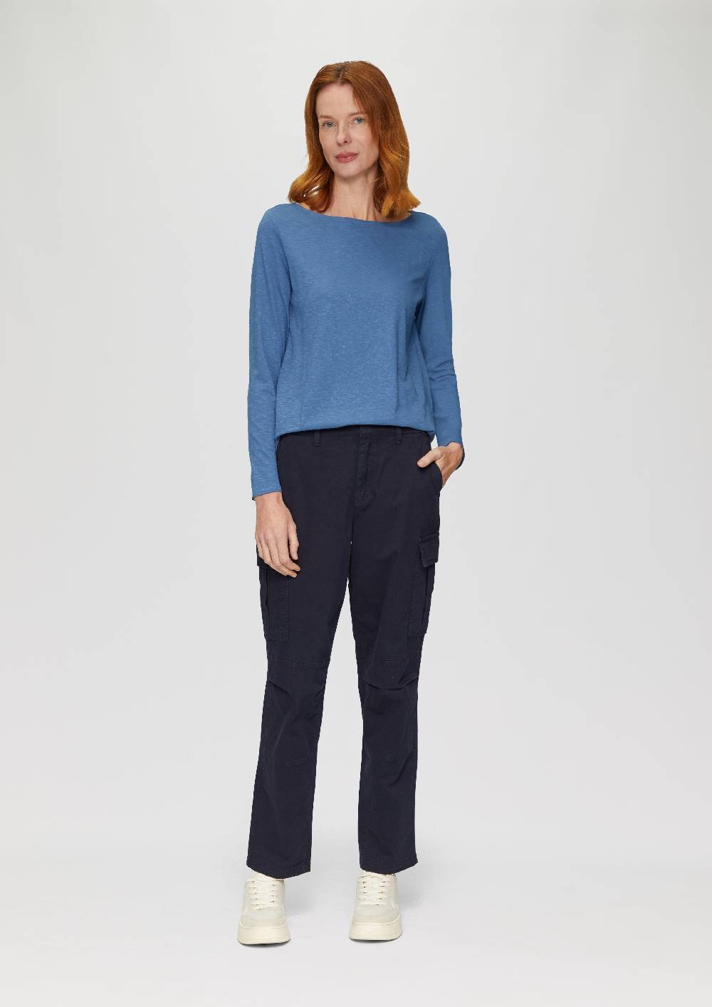 S.Oliver T-Shirt Mit U-Boot-Ausschnitt Und Offenen Kanten