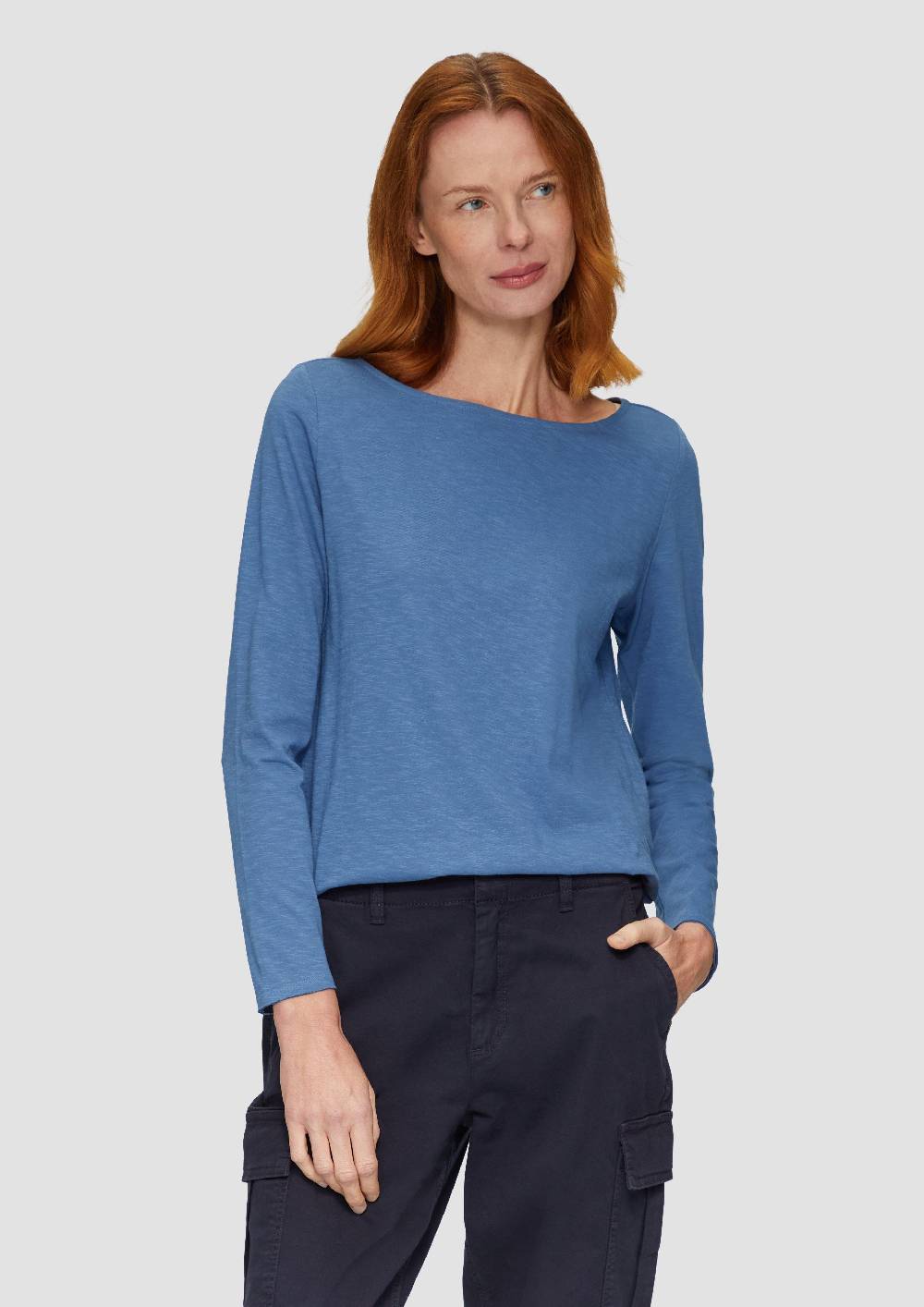 S.Oliver T-Shirt Mit U-Boot-Ausschnitt Und Offenen Kanten