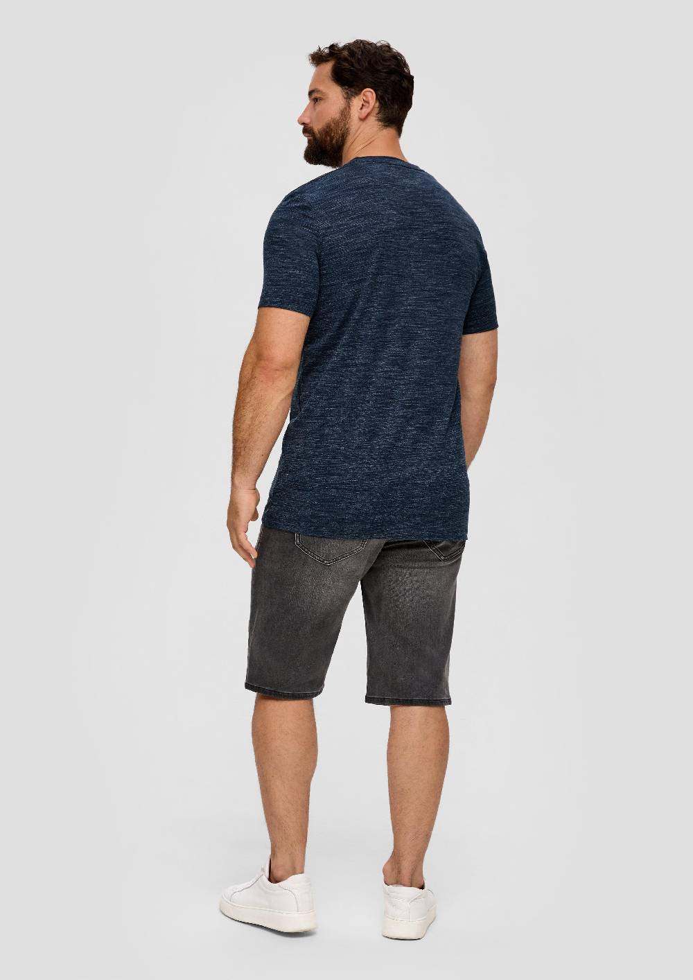 S.Oliver T-Shirt Mit V-Ausschnitt Und Flammgarnstruktur