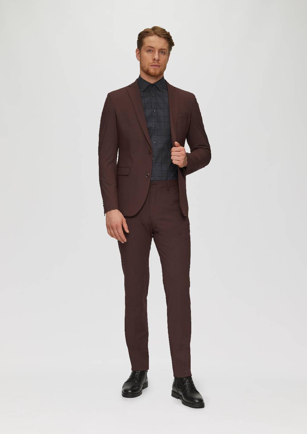 S.Oliver Tailored Fit: Kariertes Hemd Aus Baumwollstretch