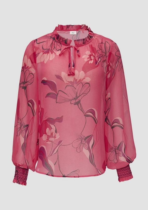 s.Oliver Transparente Chiffon-Bluse mit Smok-Details